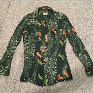 Vintage snap button running horses top